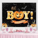 Lofaris Oh Boy! Pumpkin Halloween Themed Baby Shower Backdrop
